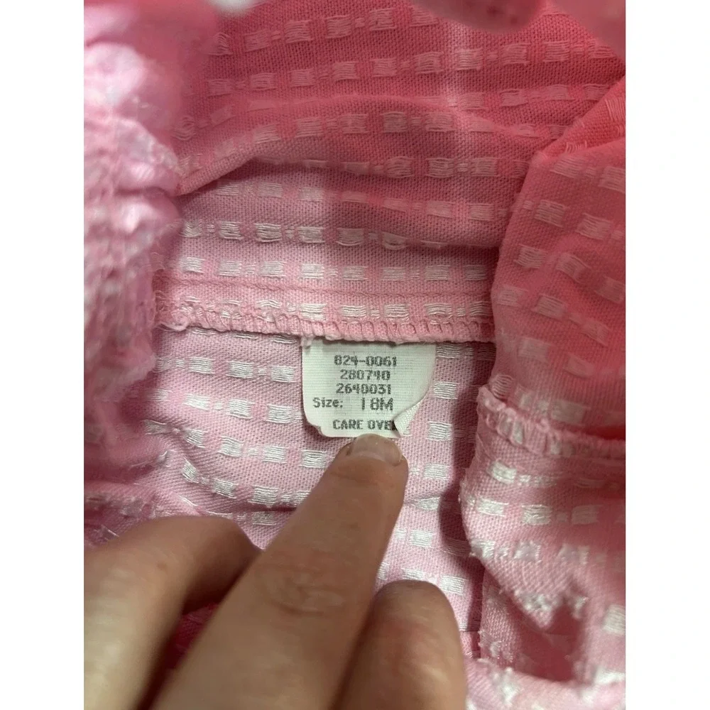 Vintage 80s/90s Pink And White OshKosh B'gosh Bubble Romper Overalls 18 Months